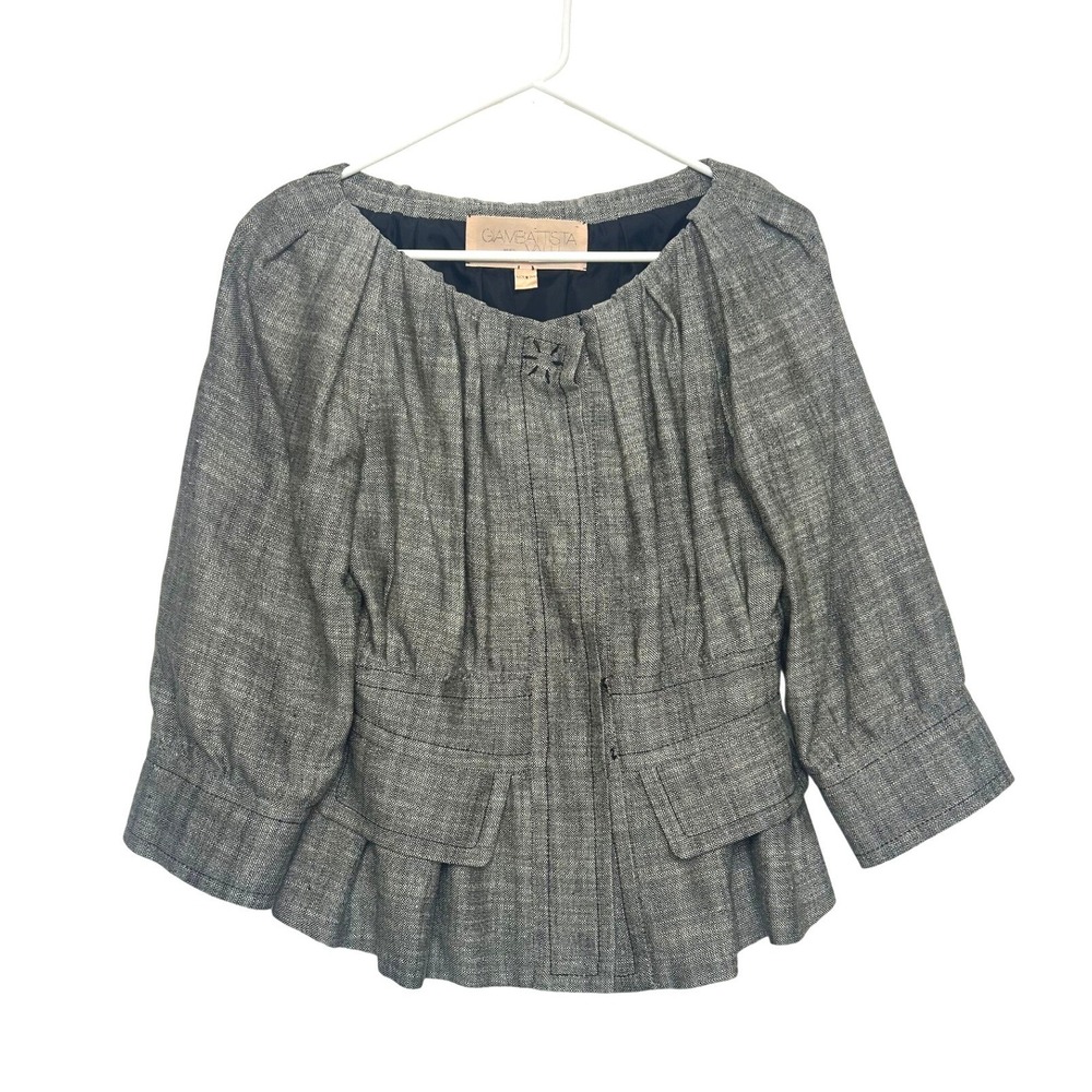 Giambattista Valli Italy Silk Linen Peplum Jacket‎ Grey Designer luxery blazer